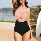 Ocevara - Women's One Piece Swimsuits Tummy Control Cutout High Waisted Bathing Suit Wrap Tie Back