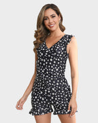 Ocevara - Built-In Bra Swim Romper Three Piece Set