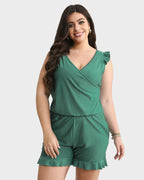 Ocevara - Built-In Bra Swim Romper Three Piece Set