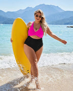 Ocevara - Womens One Piece Swimsuits Push Up Tummy Control Bathing Suits V Neck Cutout Modest Swimwear