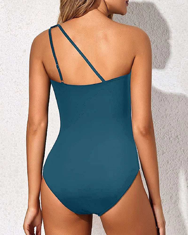 Ocevara - One Shoulder One Piece Swimsuit for Women Tummy Control Bathing Suits