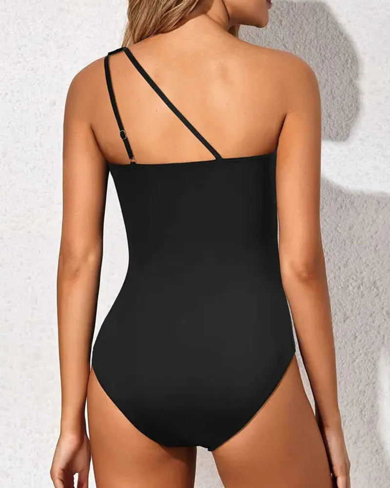 Ocevara - One Shoulder One Piece Swimsuit for Women Tummy Control Bathing Suits
