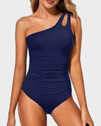 Ocevara - One Shoulder One Piece Swimsuit for Women Tummy Control Bathing Suits