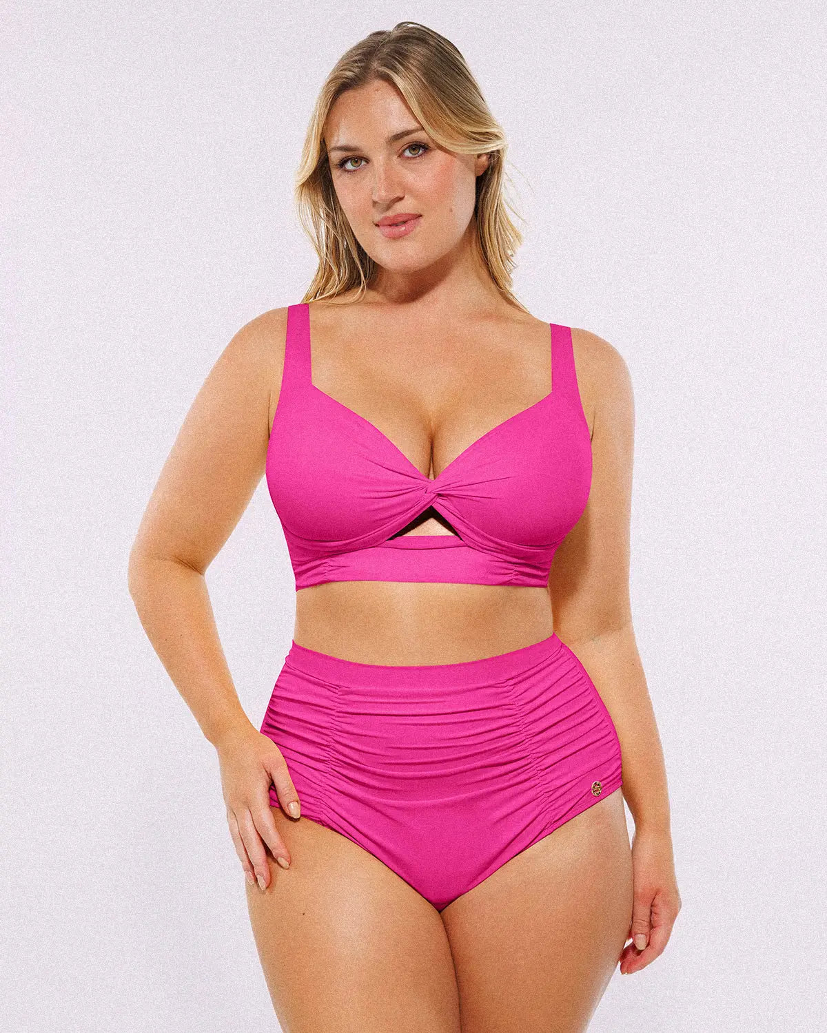Twist-Front High-Waisted Tummy Control Bikini Set