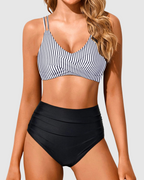 Ocevara - Women High Waisted Bikini Set Two Piece Swimsuits Push up Wrap Swim Suits Top Tummy Control Bathing Suit