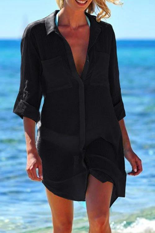 Ocevara - Pocket Long Sleeve Cover Up