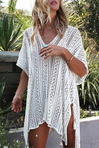 Ocevara - See-Through Crochet Hollow Irregular Cover Up