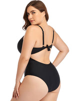 Dark Blue Sweetheart Neckline Cutout One-Piece Swimsuit