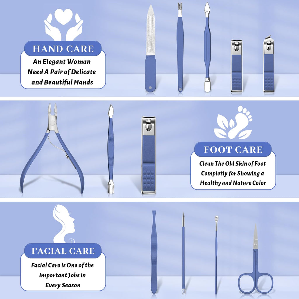 Manicure Pedicure Set, 12 Pcs Nail Care Kit for Women, Mens Nail Grooming Kit, Manicure & Pedicure Tools & Accessories, Pink Nail Kit Manicure Set Luxury Leather Case for Home Salon Use