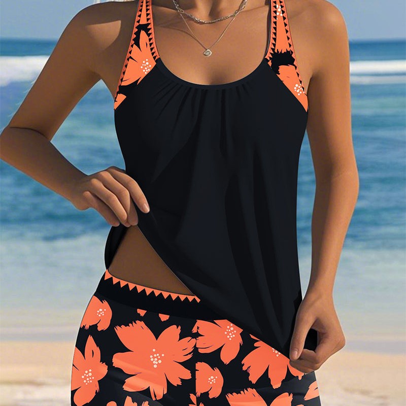Floral Racerback Tankini and Boyshort Swim Set