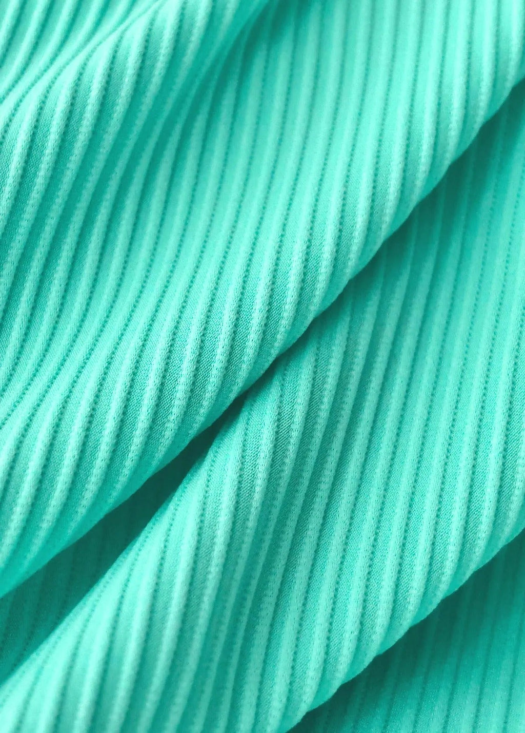 Mid Waisted Floral Print Cyan Tankini Set