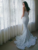 Spaghetti Straps Sweetheart Zipper Back Full Lace Wedding Dress OK1079