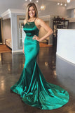 Elegant Mermaid Green Long Prom Dress With Sweep Train OKJ70