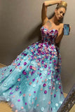 Stylish A Line Sweetheart Tulle Appliques Prom Dress Formal Evening Dress OK1357