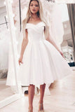 A-Line Off-the-Shoulder White Short Prom Dress Homecoming Dress OKN32
