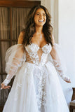 Gorgeous Ball Gown Off the Shoulder Tulle Beach Wedding Dress N120