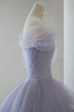 Purple Tulle Short Prom Dress A Line Cute Homecoming Dress With 3D Flowers OK1546