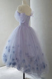 Purple Tulle Short Prom Dress A Line Cute Homecoming Dress With 3D Flowers OK1546