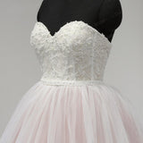 Sweetheart Lace Up Back Charming Affordable Long Pearl Pink Prom Dress Ball Gown OK624