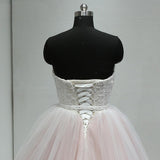 Sweetheart Lace Up Back Charming Affordable Long Pearl Pink Prom Dress Ball Gown OK624