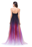 Open Back Long Gradient Chiffon Modest Prom Dress OK2