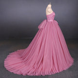 Strapless A Line Tulle Lace Appliques Prom Dress, Long Formal Dress OKQ22