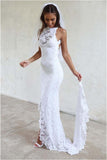 White Wedding Dresses,Lace Wedding Dresses,Mermaid Wedding Dress,White Bridal Dress,Backless Wedding Dresses