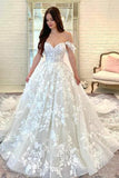Gorgeous Off Shoulder Sweetheart Lace Long Wedding Dress Bridal Dress OK1155
