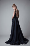 A Line Prom Dresses,V-neck Sexy Evening Party Dress, Long Formal Dress OK186