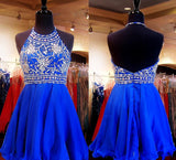 Royal Blue Sparkle Beautiful Beadding Halter Homecoming/Cocktail Dress,Sweet 16 Dress OK278