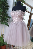 Cute Sweetheart Tulle Lace Beads Short Prom Dresses, Homecoming Dress OKP35