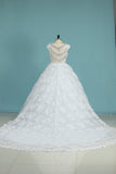 Tulle Sweetheart Neck Ball Gown Wedding Dress With Lace Appliques OKE74