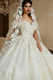 A Line Off The Shoulder Tulle Wedding Dress With Lace Appliqued OKE66