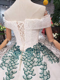 Off the Shoulder Prom Dress,Ball Gown Wedding Dress, Quinceanera Dresses OKK7
