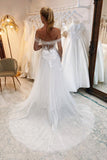 A Line Sweetheart Tulle Wedding Dress with Appliques N094
