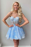 A Line Ivory Sweetheart Puff Sleeves Short Party Dress Sweet Homecoming Dress OK1505