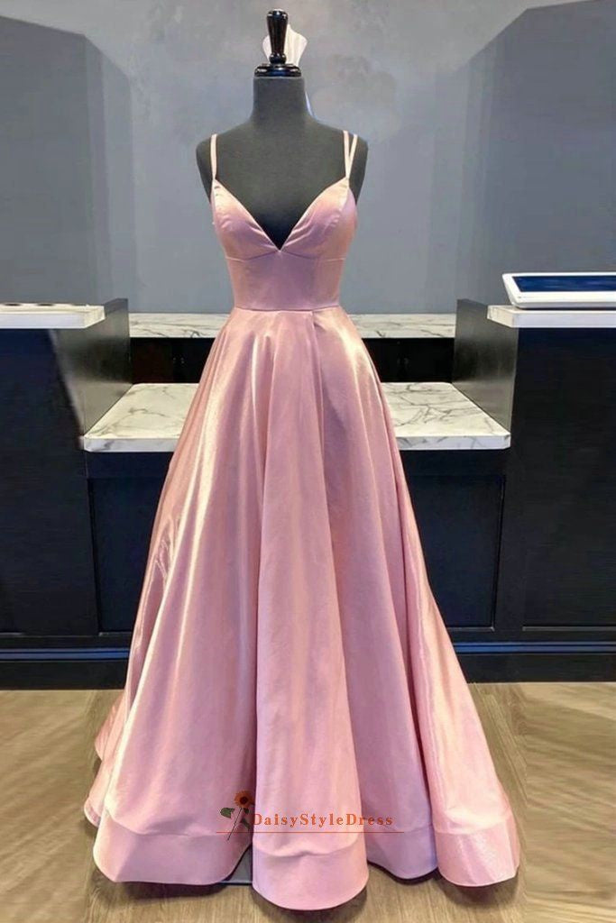Criss Cross Back Dusty Pink Prom Dress Formal Evening Dresses OK1958