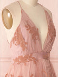 Spaghetti Straps Short Pink Homecoming Dresses Criss Cross Back OKO75