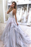 Spaghetti Strap V Neck Wedding Dress,Cheap Elegant Prom Dress OKI85