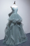 Princess Spaghetti Straps Tulle Long Formal Prom Dress Formal Evening Party Dress OK1383