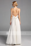 Simple Chiffon Long Wedding Dresses A-line Spaghetti Straps Bridal Gowns OKV14