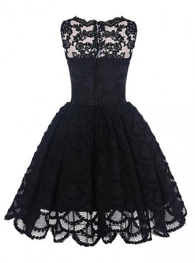 A-Line Short Sleeveless Vintage Black Lace Prom/Homecoming Dresses new OK229
