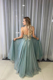 A-Line Spagahetti Straps Sweetheart Beades Long Prom Dress Formal Evening Dress OK1376