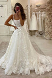 Charming A Line Scoop Neck Tulle Wedding Dress with Appliques N101