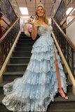 Sparkly Prom Dress with Slit Skirt, Long Graduation School Dresses, Evening Party Gown OM772