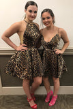 New Arrival Mini Leopard Print, Homecoming Dresses,  Sleeveless Short Prom Dress OKM53