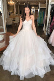 Sweetheart A-line Ivory Wedding Dress Strapless Oganza Stunning Bridal Gowns OKX71