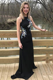 Elegant Long Black Beaded Mermaid Prom Dress Formal Evening Gowns OK1240