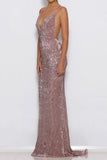 Sexy Mermaid Sequins Backless V-Neck Prom Dress Evening Party Dresses OK1934