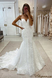 Charming Mermaid Sweetheart Tulle Wedding Dress with Slit N123